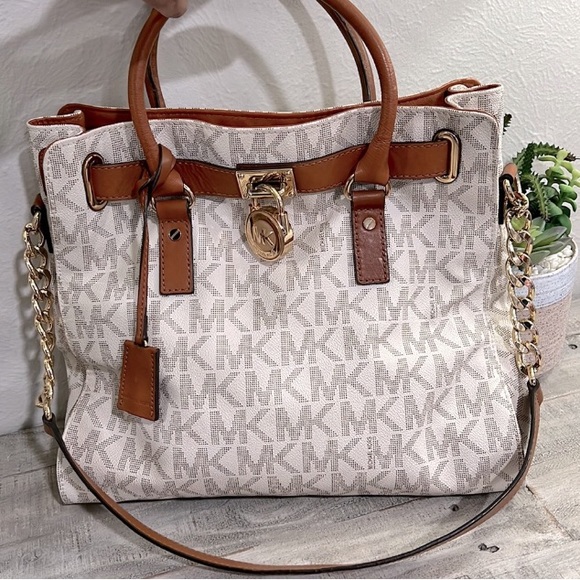 Large Michael Kors Hamilton White and Brown - Picture 10 of 16